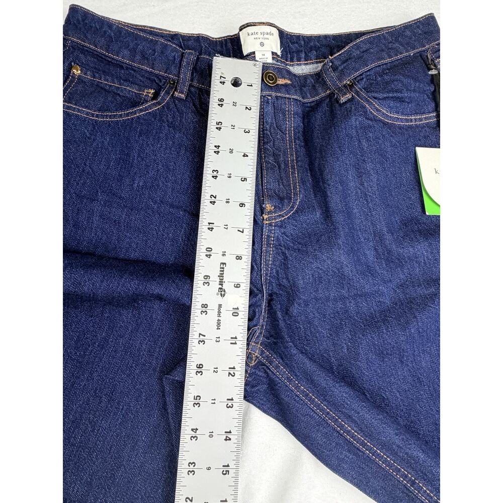 NWT Kate Spade Jeans Women's 14 Dark Wash Blue Wide Leg Cuffed Denim Pants - Picture 9 of 11